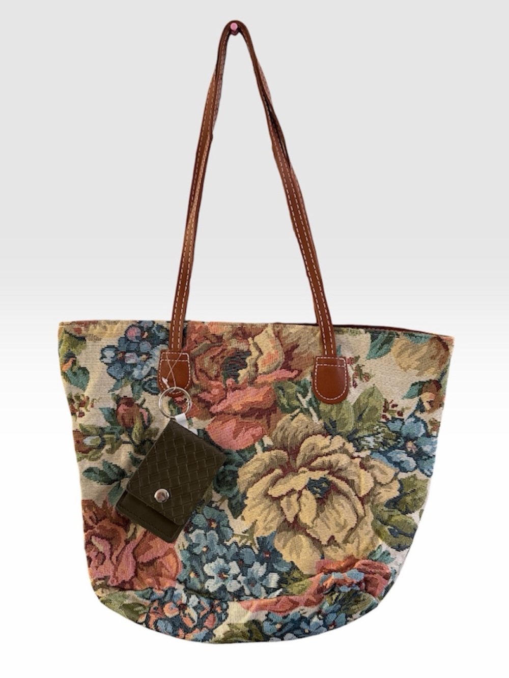 Floral Tote Bag and Folding Card Holder Bundle